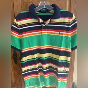 Polo by Ralph Lauren Boys Multicolor Striped Polo - Green/Navy/Yellow